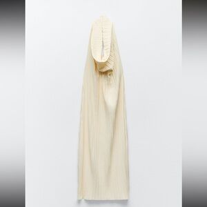 Zara Cream Pleated Halter Open Back Dress